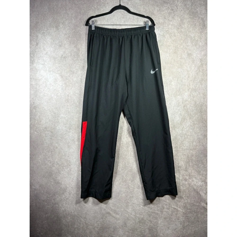 Nike Training Track Pants Mens Size XL Black Dri Fit Drawstring Active Gym